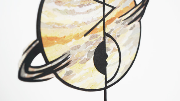 【切り絵×ちぎり絵】Saturn-土星- 原画アート 2枚目の画像