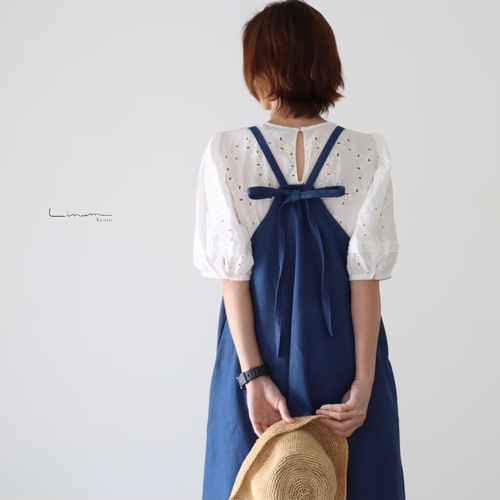 岡山児島デニムで仕立てた、美シルエットAラインデニムエプロンドレス