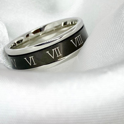 ブラック ローマ字リング ステンレスリング ステンレス指輪 ピンキーリング 1枚目の画像
