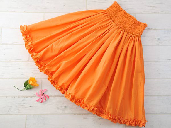 フラダンス用フリルトップスとパウスカート72cmセット ブラック 裾