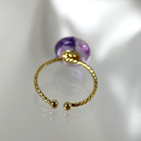 レースガラスの指輪 アメジストパープル リング【２月のバースデーカラー】 8枚目の画像