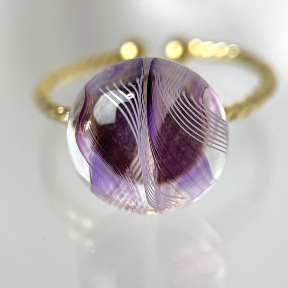 レースガラスの指輪 アメジストパープル リング【２月のバースデーカラー】 3枚目の画像
