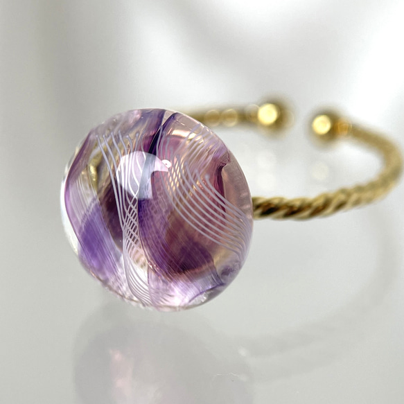 レースガラスの指輪 アメジストパープル リング【２月のバースデーカラー】 2枚目の画像