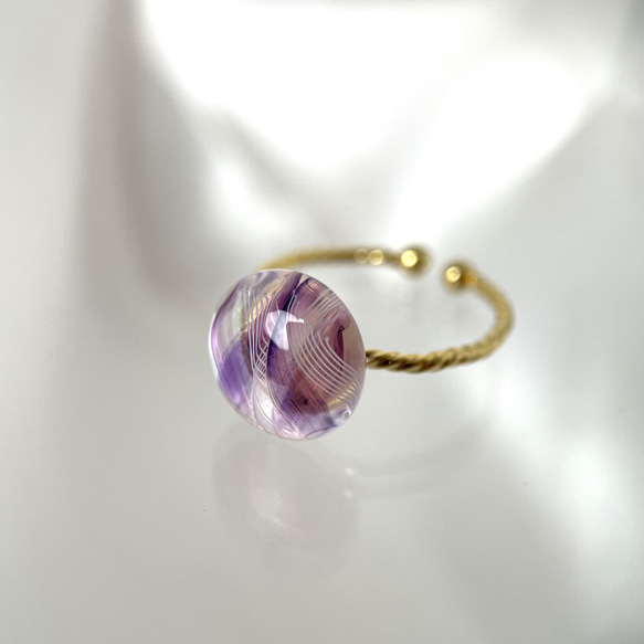 レースガラスの指輪 アメジストパープル リング【２月のバースデーカラー】 6枚目の画像