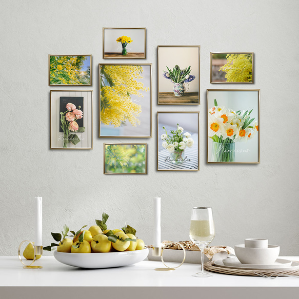 春の花のフォトポスター　/ i1185 / 黄色いミモザ、スイセンなど　インテリアポスター 11枚目の画像