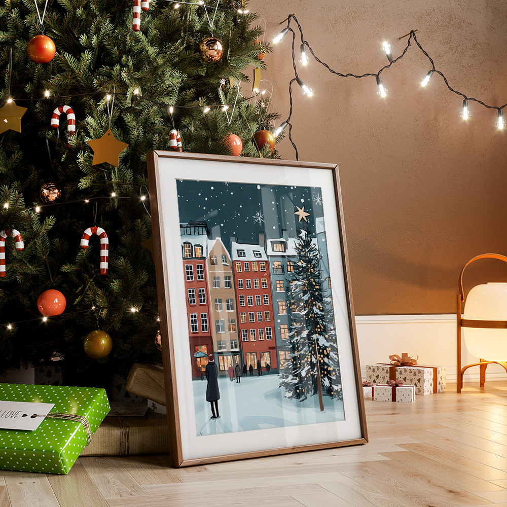 冬の街並みのポスター / i1966 / クリスマスの冬の街 インテリア