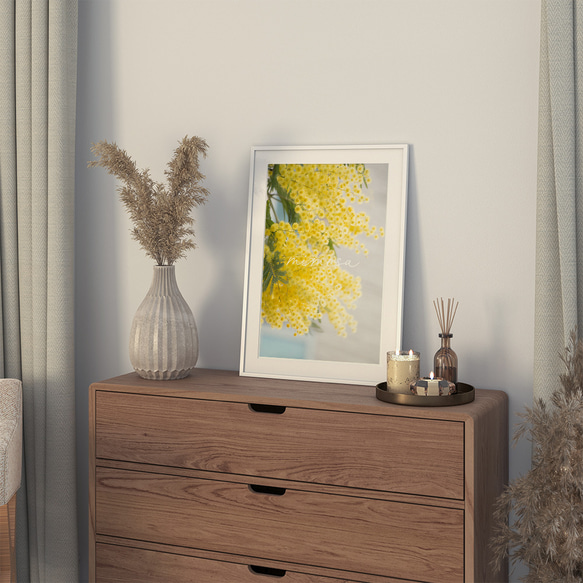 春の花のフォトポスター　/ i1184 / 黄色いミモザ、スイセンなど　インテリアポスター 3枚目の画像