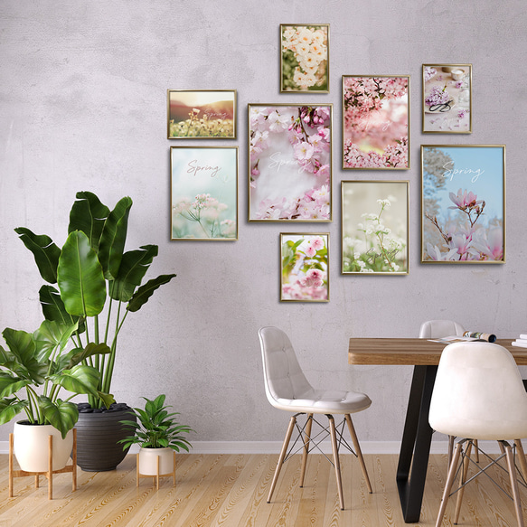 春の花のフォトポスター　/ i1197 / ピンクの桜、モクレン、バラなど　インテリアポスター 11枚目の画像