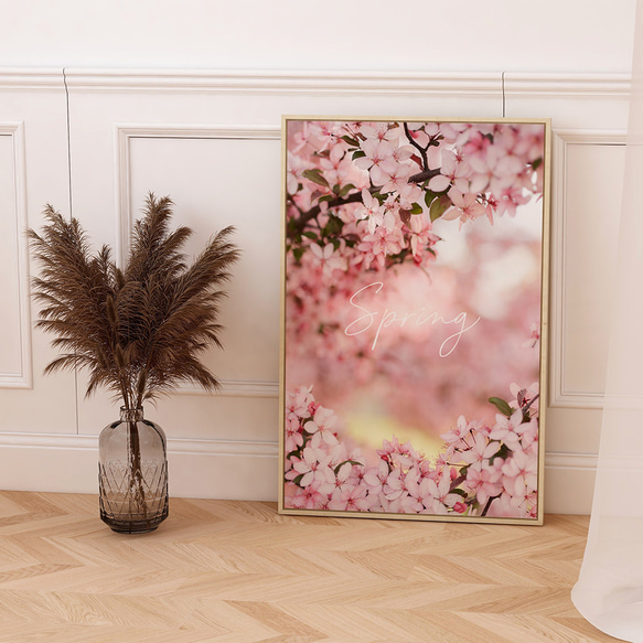 春の花のフォトポスター　/ i1197 / ピンクの桜、モクレン、バラなど　インテリアポスター 2枚目の画像
