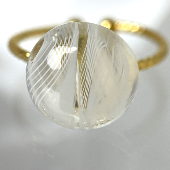 レースガラスの指輪 オパールホワイト（白） リング【春色新作2023】 3枚目の画像