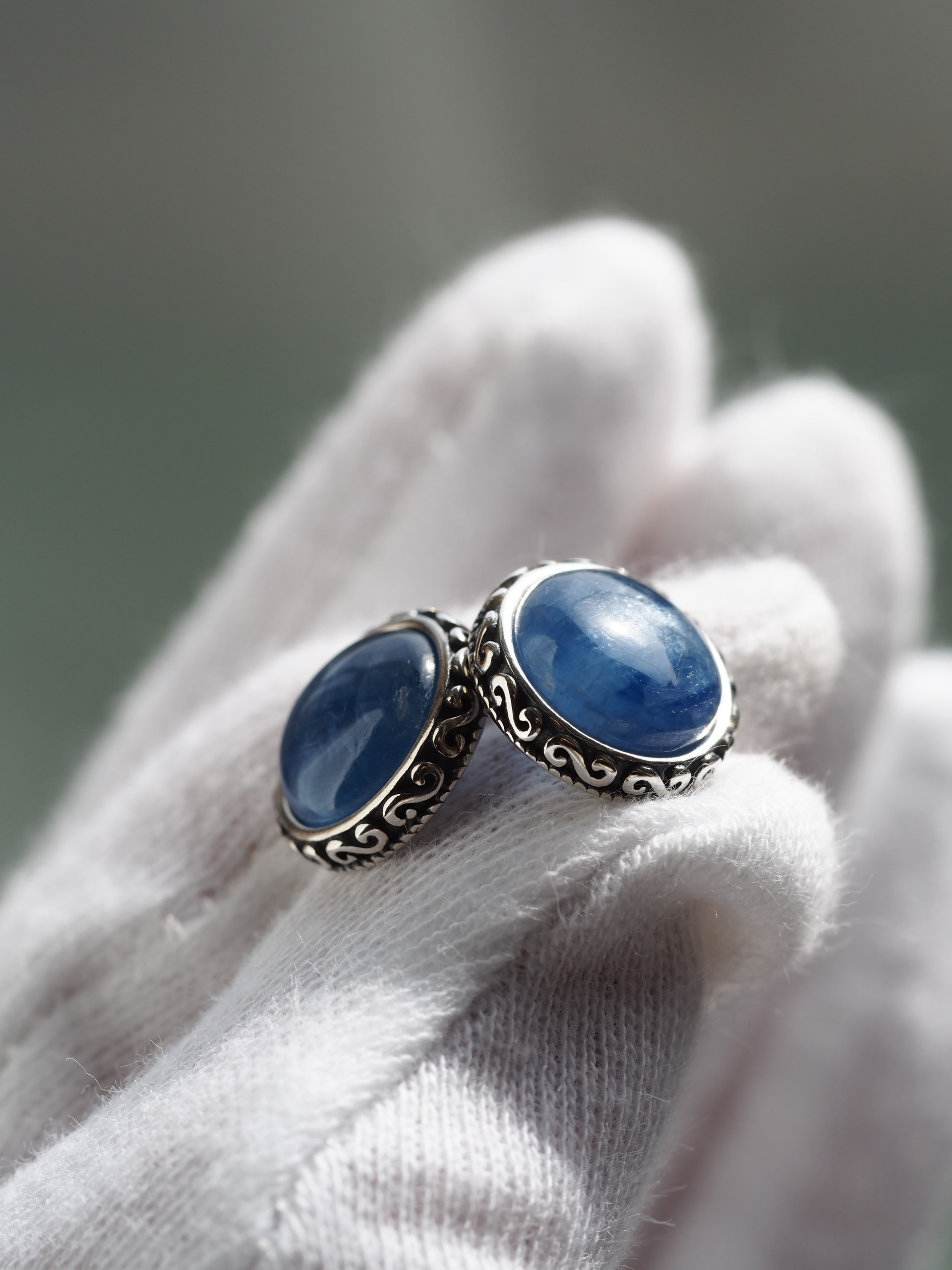 ラスト　限定１　カイヤナイト１０　S925アンティークデザインピアス