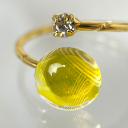 レースガラスのフォークリング ミモザイエロー（黄）指輪【春色新作2023】 8枚目の画像