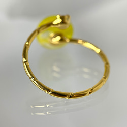 レースガラスのフォークリング ミモザイエロー（黄）指輪【春色新作2023】 5枚目の画像