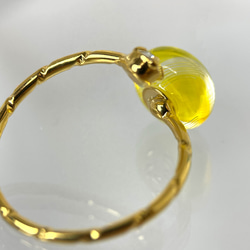 レースガラスのフォークリング ミモザイエロー（黄）指輪【春色新作2023】 6枚目の画像