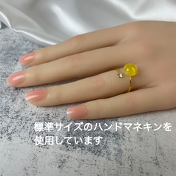 レースガラスのフォークリング ミモザイエロー（黄）指輪【春色新作2023】 3枚目の画像