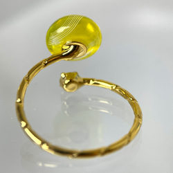 レースガラスのフォークリング ミモザイエロー（黄）指輪【春色新作2023】 7枚目の画像