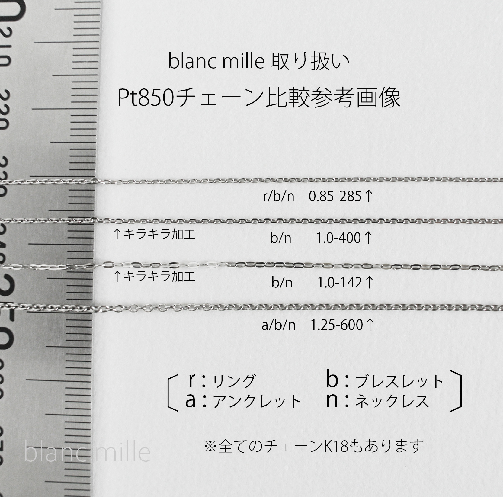 No.b-p1.25-600○*Pt850チェーンブレスレット  オーダー制作○*プラチナシンプルブレス　小豆チェーン