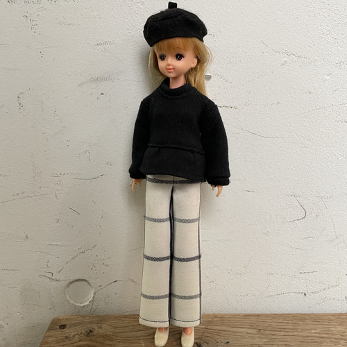 O231リカちゃんママ ジェニーちゃん ハンドメイド 服 チェックマリン