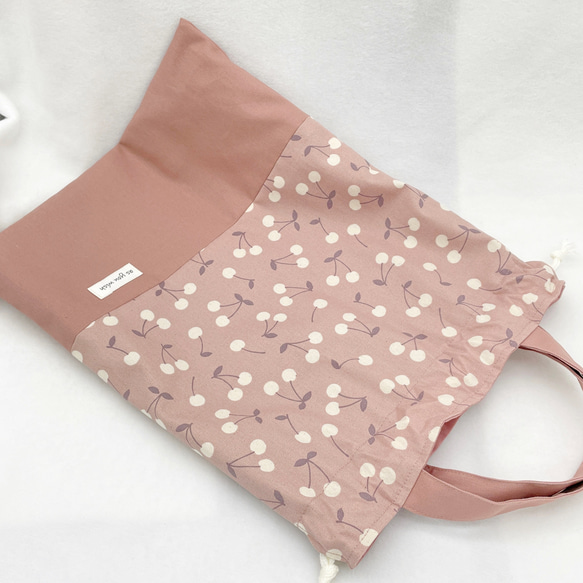 【完売しました】入学準備セット 上履き入れ コップ袋 体操着袋 レッスンバッグ ピンク さくらんぼ くすみカラー 11枚目の画像