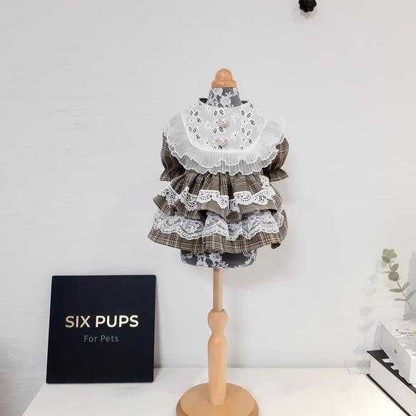 【新作】ペット服・RiNa DReSS チェックドレス　ワンピース　袖付きワンピース 2枚目の画像