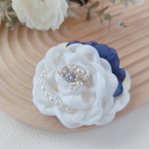 コサージュ ブローチ カメリア ハンドメイド 卒業 結婚式 花