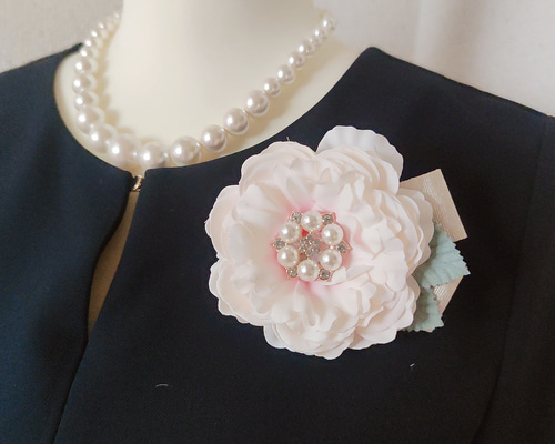 コサージュ ブローチ カメリア ハンドメイド 卒業 結婚式 ピンク 入学