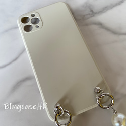送料無料 落下防止 リストバンドパール チェーン iPhone 15 全機種対応 Samsung ケース スマホケース 4枚目の画像
