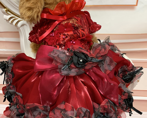 №04-043 紅茶染め ハーフボンネット Sweet ドレス 16cm ぬい服