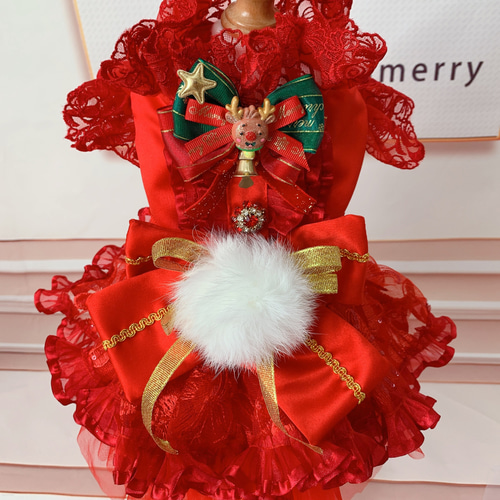 HAPPY メリークリスマス真っ赤な真っ赤な2 wayクリスマスドレス ペット