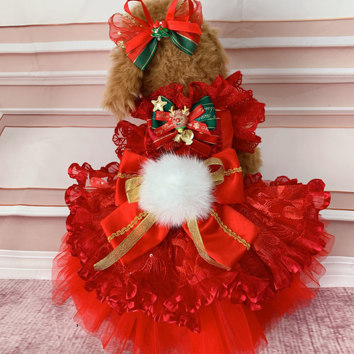 HAPPY メリークリスマス真っ赤な真っ赤な2 wayクリスマスドレス ペット  