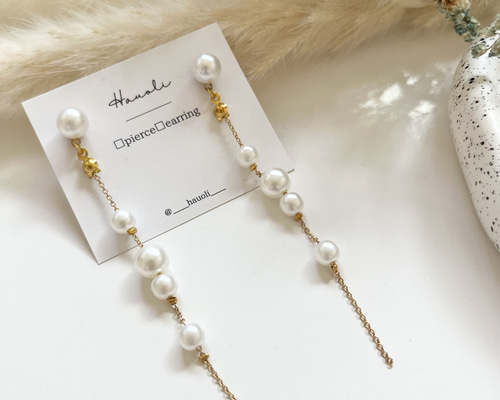 特別価格】パール ロング ゴールド ピアス イヤリング