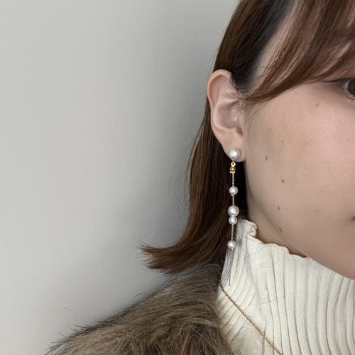 ピアス】(5個限定) ブライダルピアス パール ビジュー ロング