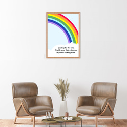 ⭐️うつむいていたら虹は見えないよ　送料無料　A4ポスター　北欧アート　プレゼント　名言　英語 3枚目の画像