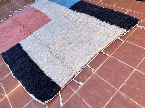 モロッコ　ブジャド ラグ　カーペット　絨毯　ベニワレン アジラル 6枚目の画像