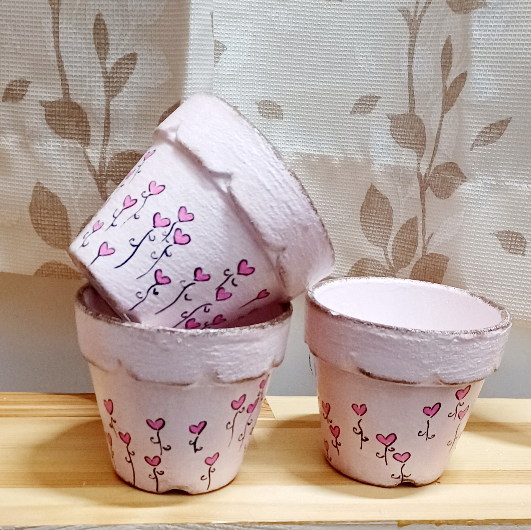 zimako　リメイク鉢　お花 桜ピンク色 ハート リメイク鉢3,5号 多肉植物 taniku－maruko