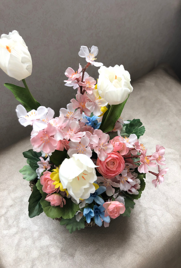 春のお花見アレンジメント　アーティフィシャルフラワー 2枚目の画像