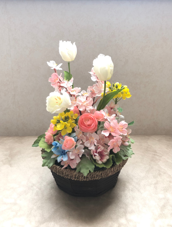 春のお花見アレンジメント　アーティフィシャルフラワー 1枚目の画像