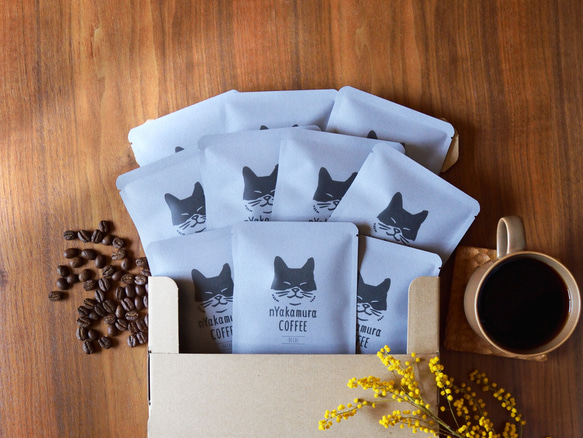★送料無料★猫のドリップコーヒー(ドリップバッグ10袋・簡易包装) 【デカフェ・カフェインレス】自家焙煎珈琲/ギフト 7枚目の画像