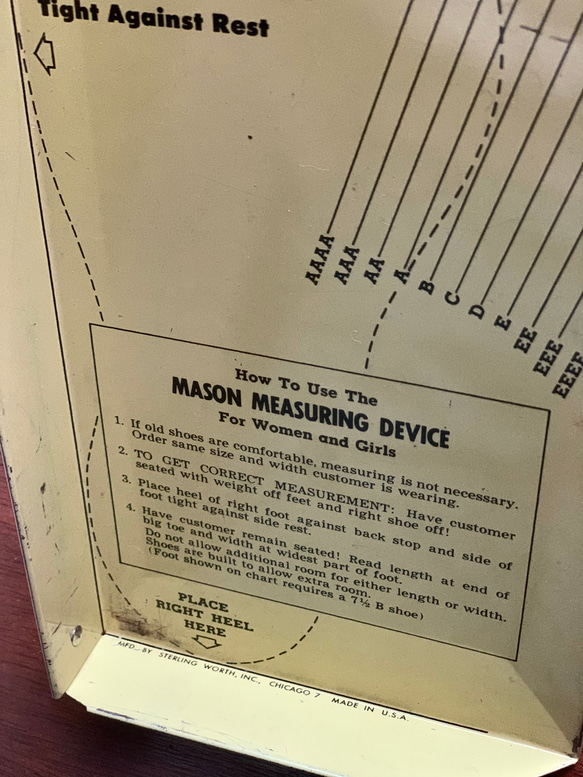 アド付き made in USA 靴サイズ計測デバイス1940-60年代Mason Measuring Device 5枚目の画像