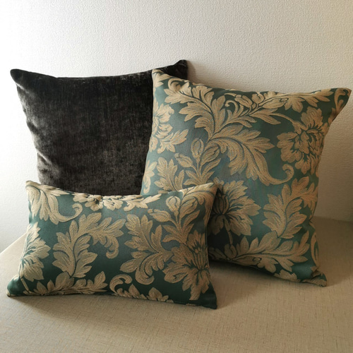 トルコ製 ラグジュアリー ダークブラウン 無地 クッションカバー 45×45  