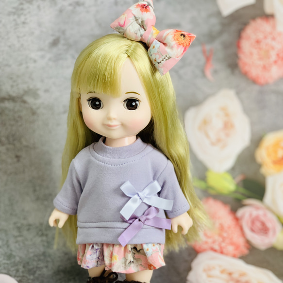 ドール服　リバティ　ファブリック　ドロップショルダーワンピース　26cmお世話人形 7枚目の画像