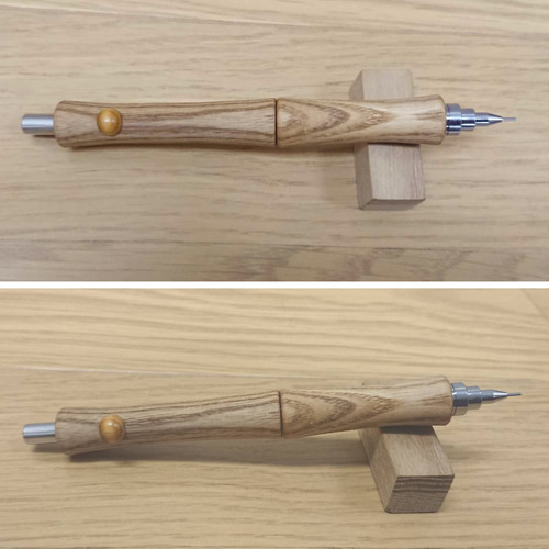 【牛皮】お待たせいたしました。木軸　手作り　木のシャープペンシル 木軸シャープペンシル PG-オーク T-1 （茶色系） 製図用 木軸