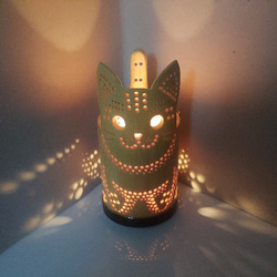 竹製キャンドルホルダー　ネコ-2　竹あかり　灯り　猫　しっぽ　お尻　キュート　肉球 3枚目の画像