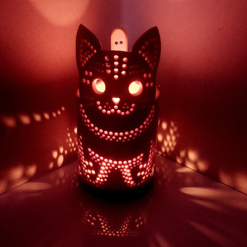 竹製キャンドルホルダー ネコ-2 竹あかり 灯り 猫 しっぽ お尻