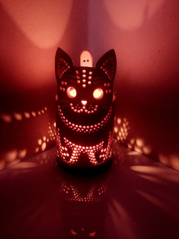 竹製キャンドルホルダー ネコ-2 竹あかり 灯り 猫 しっぽ お尻