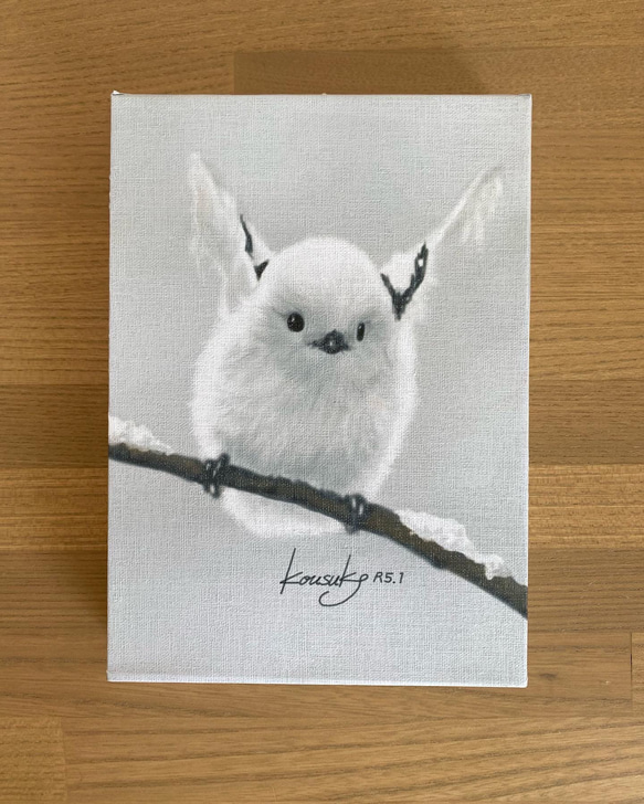 新作 羽を広げたシマエナガのアートパネル 絵画 ansaku 通販 15389779