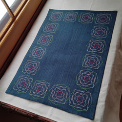 多用途布料，玫瑰圖案靛藍染色棉布 第2張的照片