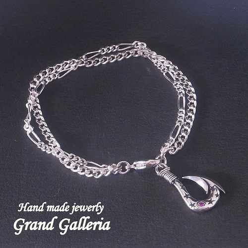 シルバー925　釣り針　フィッシュフック ブレスレット　1５〜2５cm　Grand Galleria