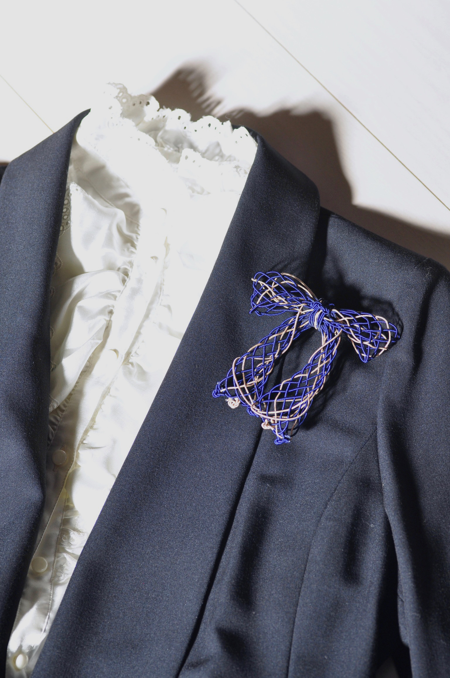 リボンのコサージュ【Ｌ】ネイビー