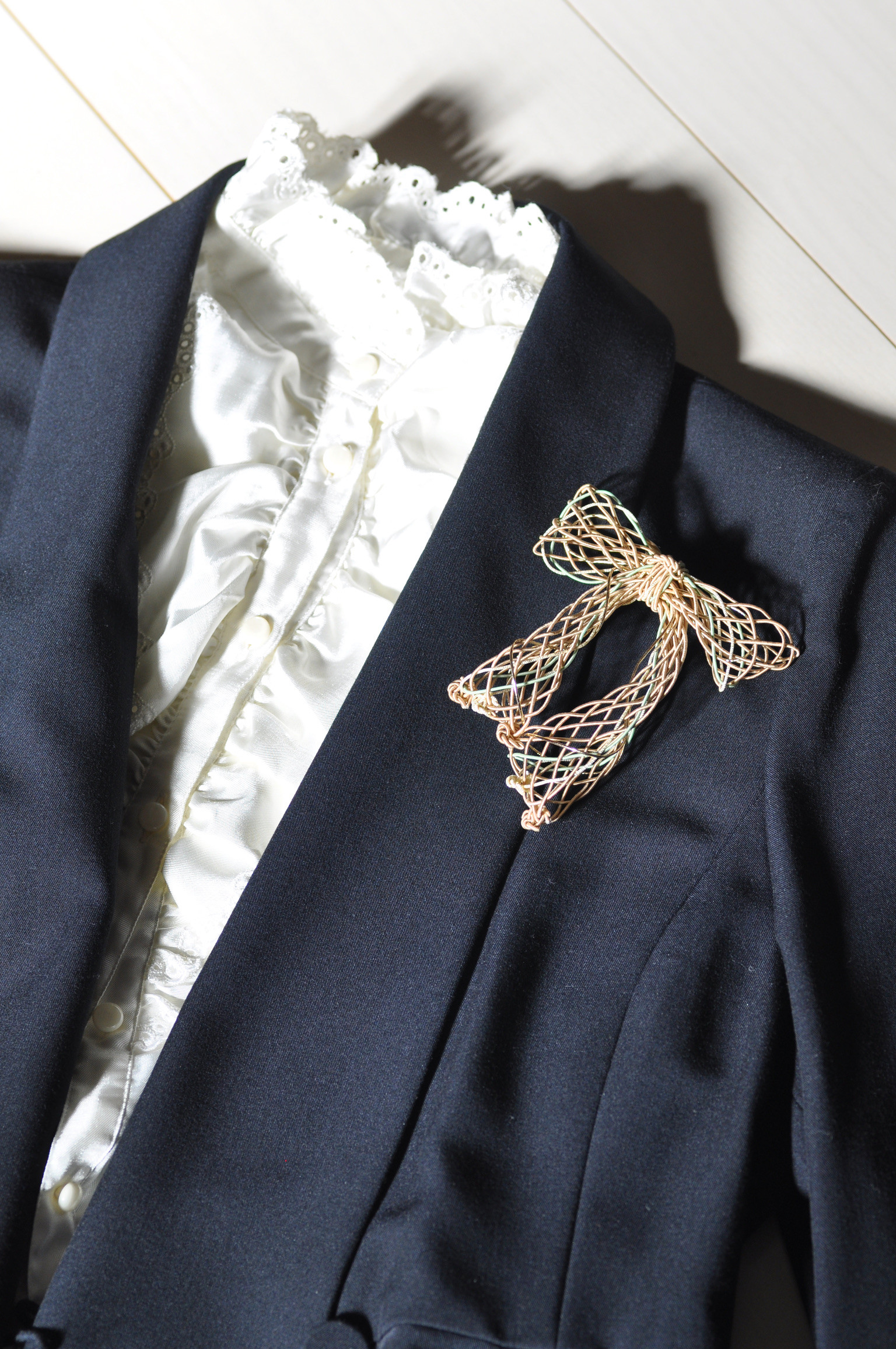 リボンのコサージュ【Ｌ】ベージュ